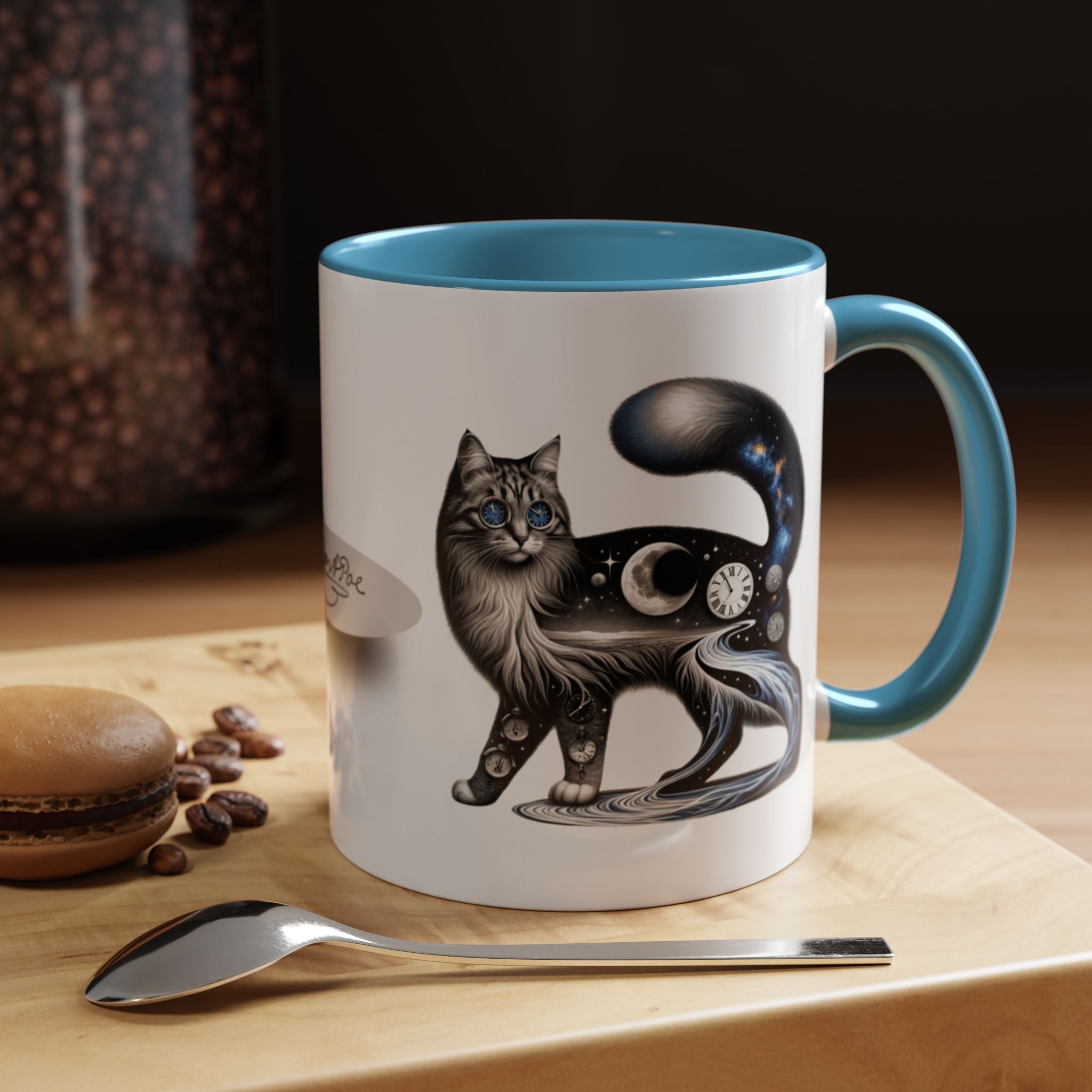 Edgar Allan Poe - I wish I could write as mysterious as a cat quote - Accent Coffee Mug (11, 15oz)