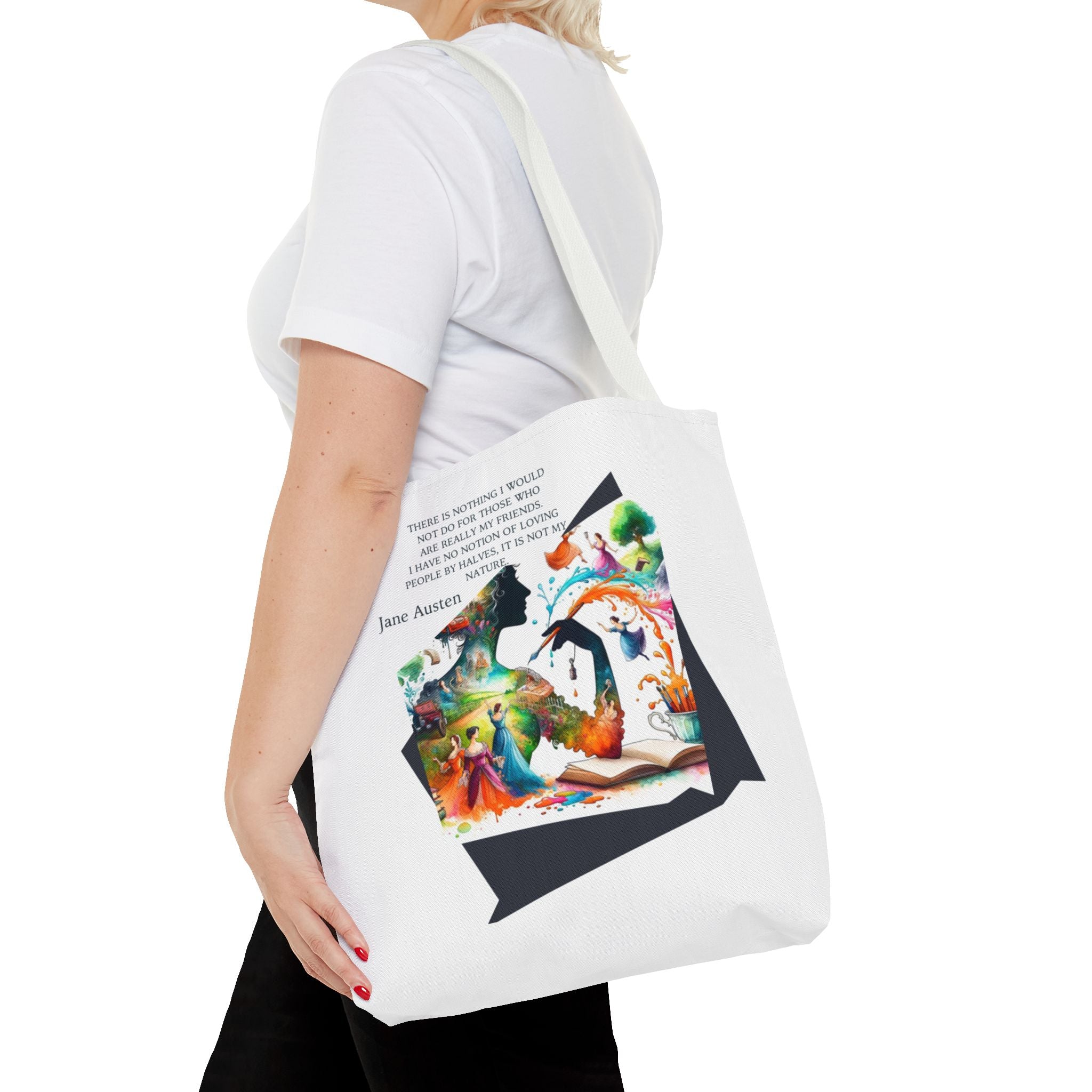 Jane Austen - There is nothing I wouldn't do for my friends Tote Bag (AOP) in 3 sizes