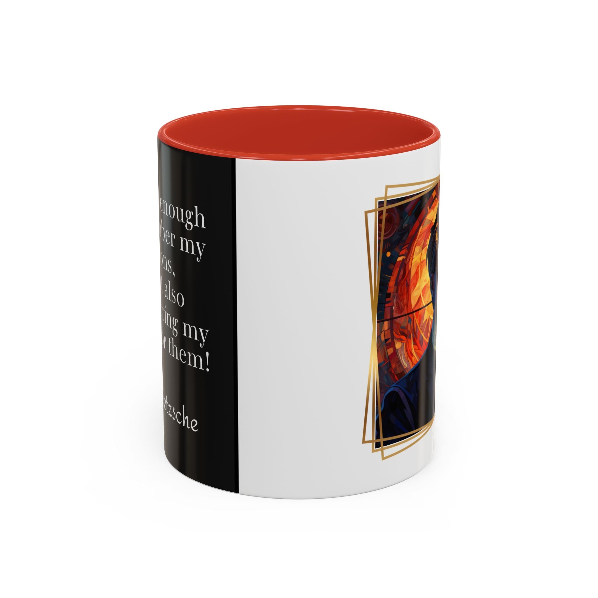 Nietzsche Pic with  Opinions and Reasons Quote Coffee Cup | 11oz, 15oz Accent Mugs for Philosophy Lovers & Thoughtful Gifts