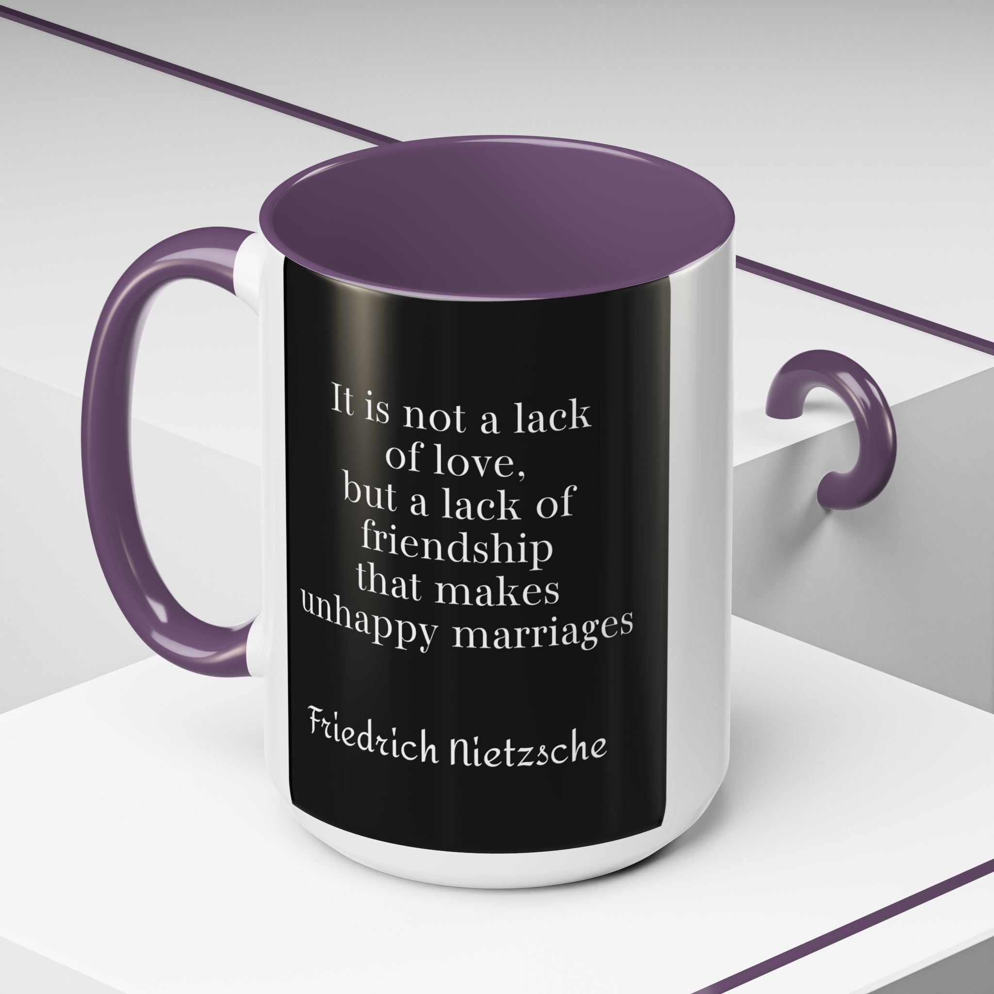 Nietzsche Friendship makes a Marriage Quote Coffee Cup | 11oz, 15oz Accent Mugs for Philosophy Lovers & Thoughtful Gifts