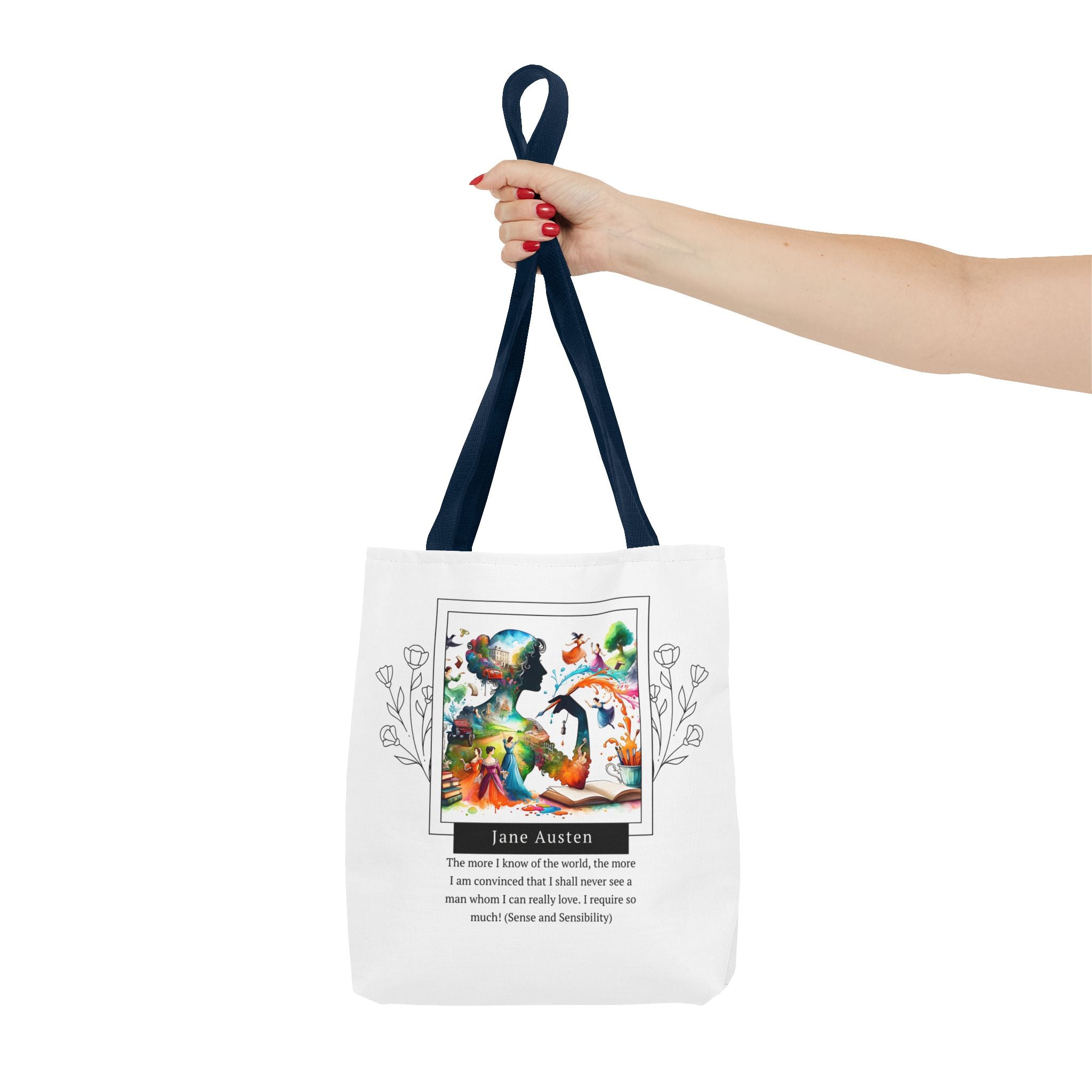 Jane Austen Man I can love quote Tote Bag (AOP) in 3 sizes| Literary Gifts | Pride and Prejudice| Perfect Gift for Austen Fans