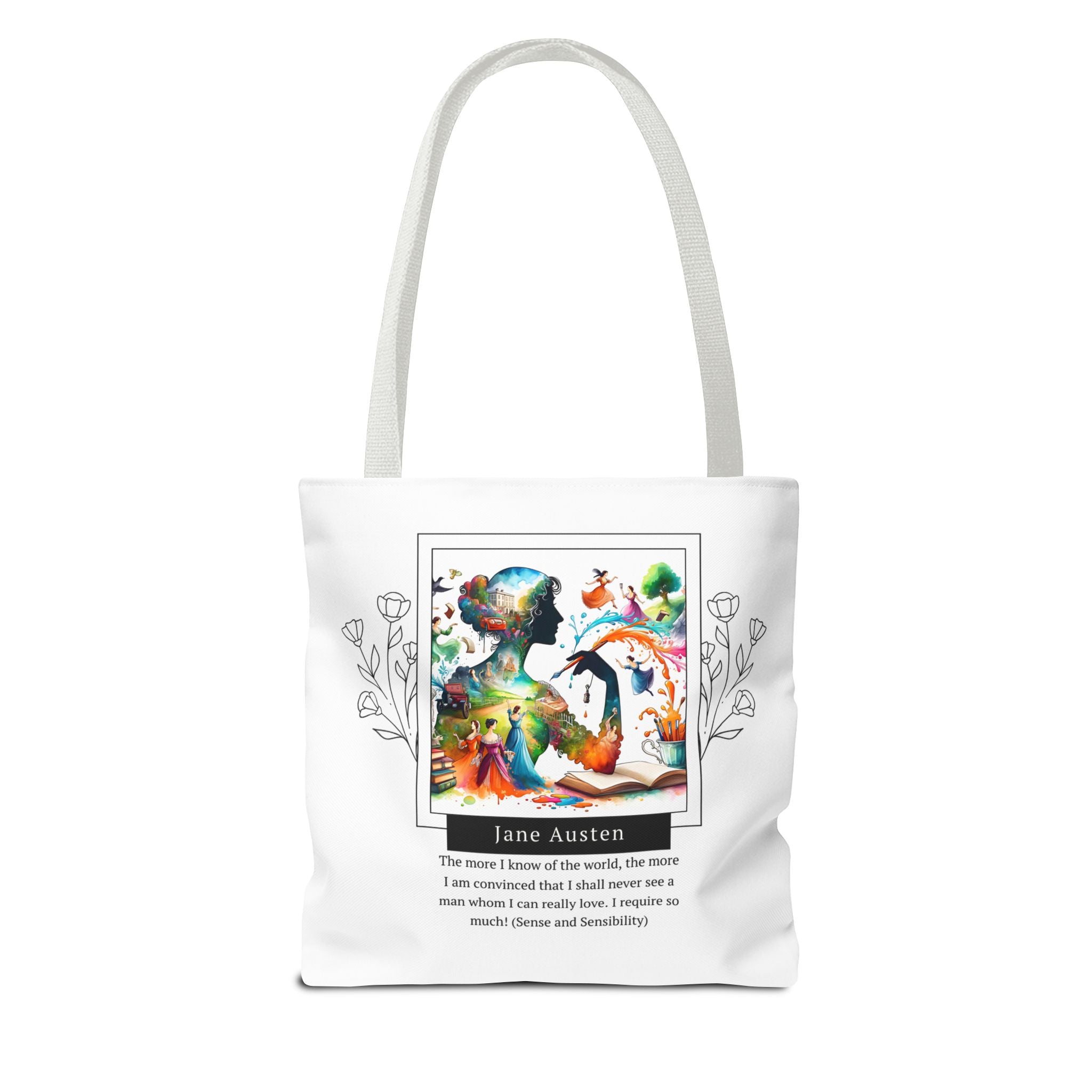 Jane Austen Man I can love quote Tote Bag (AOP) in 3 sizes| Literary Gifts | Pride and Prejudice| Perfect Gift for Austen Fans