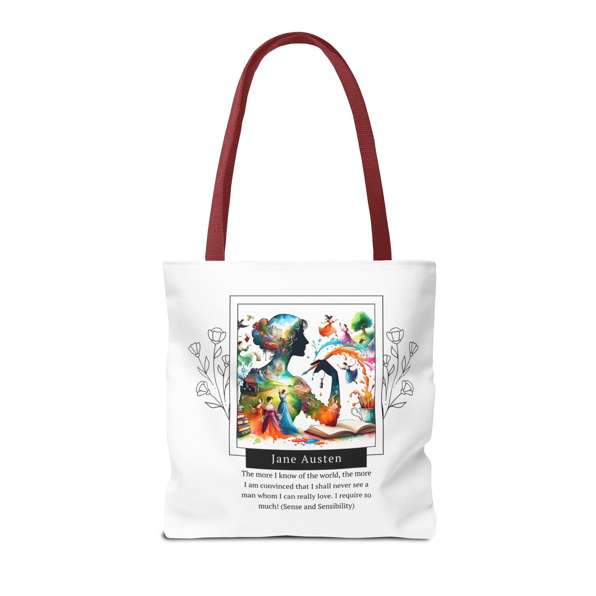 Jane Austen Man I can love quote Tote Bag (AOP) in 3 sizes| Literary Gifts | Pride and Prejudice| Perfect Gift for Austen Fans