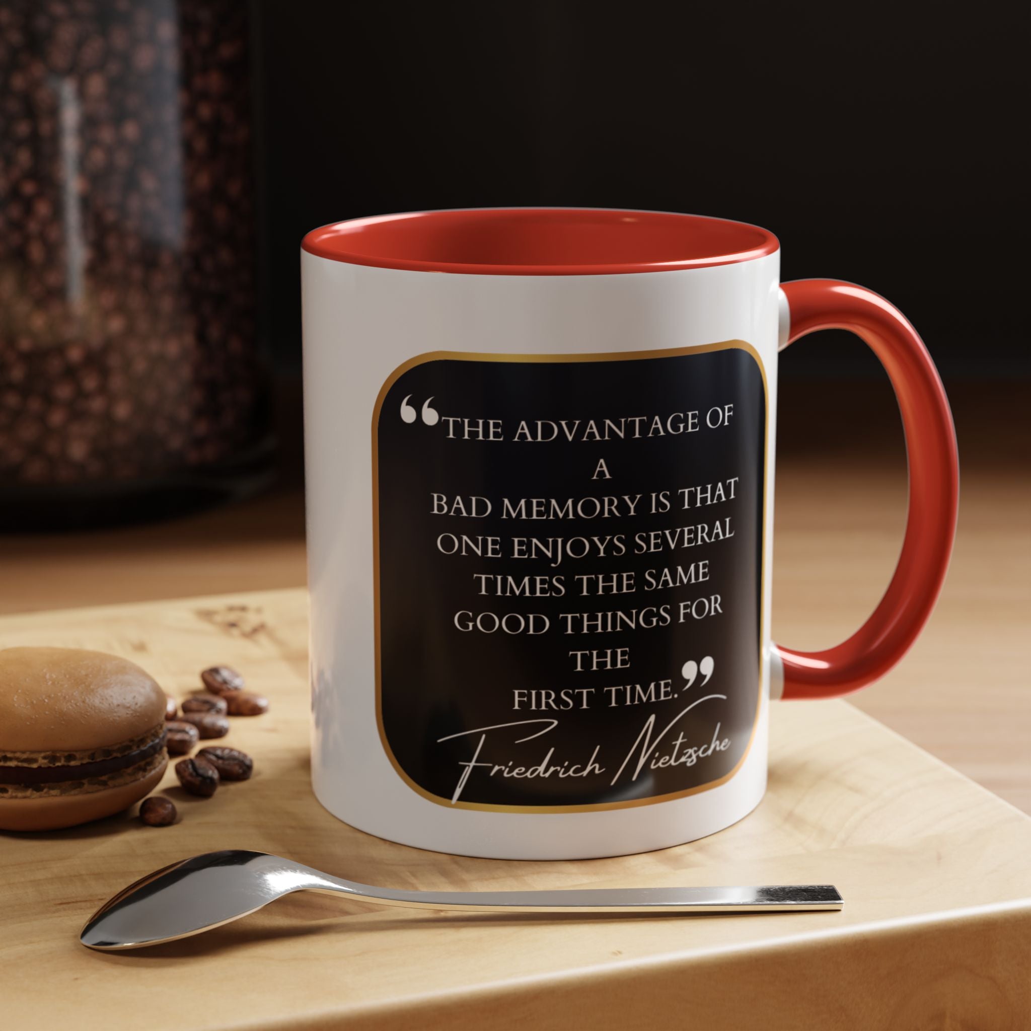 Nietzsche Bad Memory Advantage Quote Coffee Cup | 11oz, 15oz Accent Mugs for Philosophy Lovers & Thoughtful Gifts
