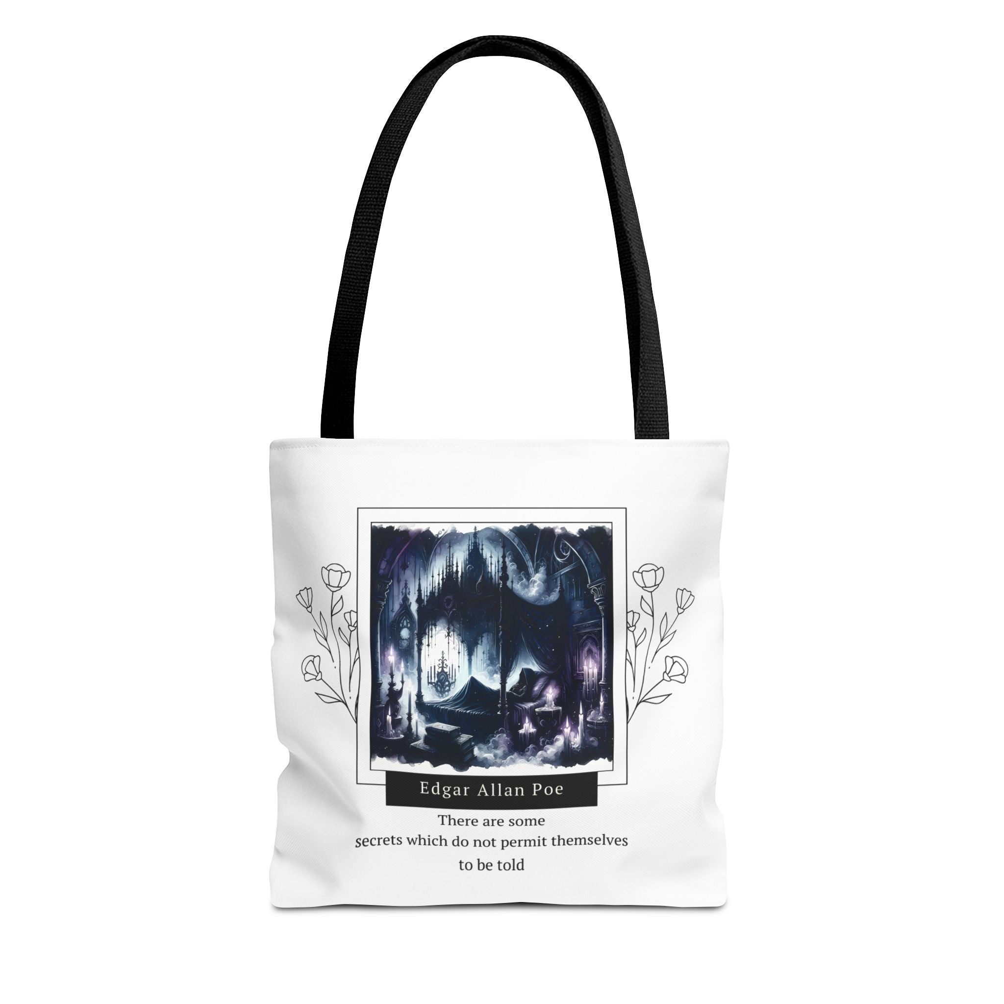 Edgar Allan Poe Secrets Quote Tote Bag | Mysterious AOP Tote