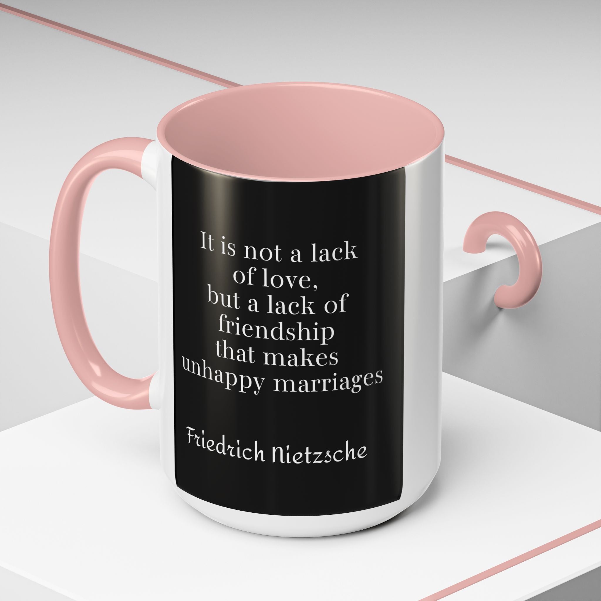 Nietzsche Friendship makes a Marriage Quote Coffee Cup | 11oz, 15oz Accent Mugs for Philosophy Lovers & Thoughtful Gifts