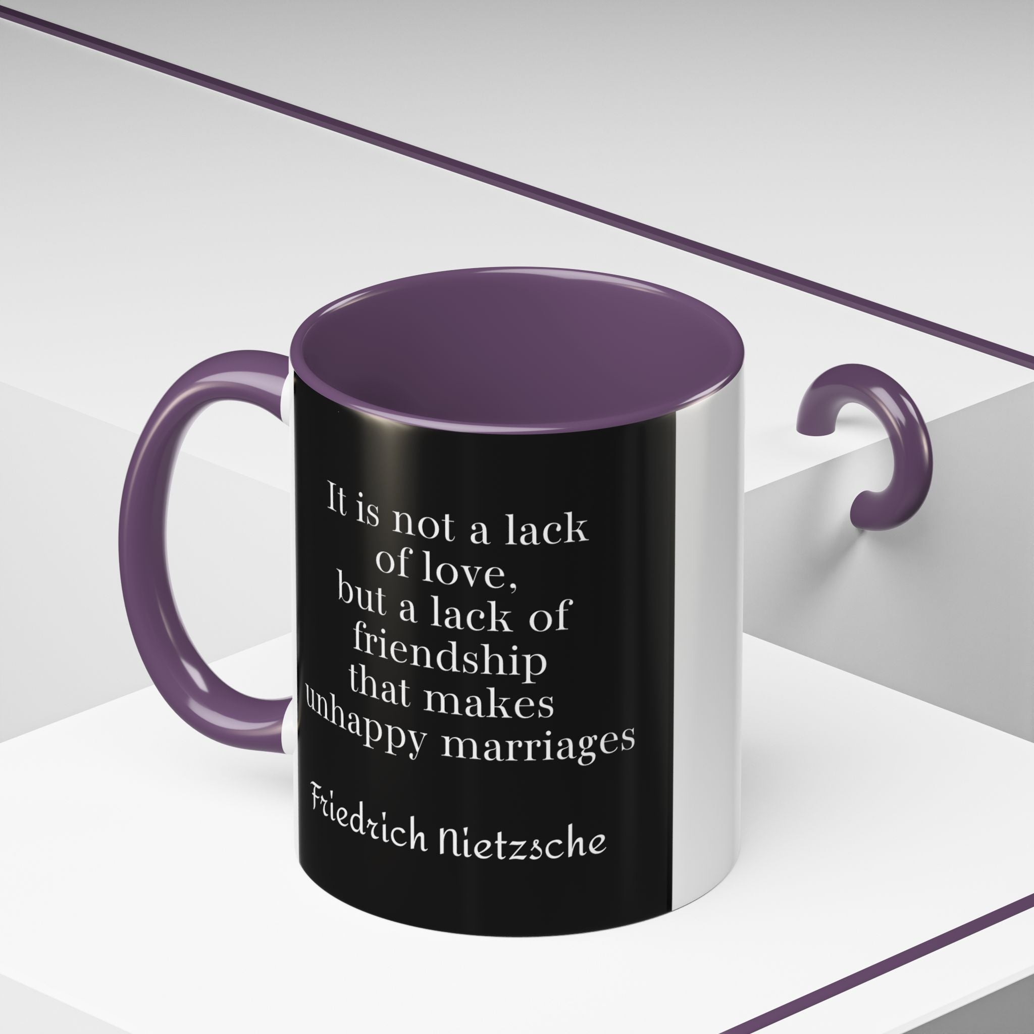 Nietzsche Friendship makes a Marriage Quote Coffee Cup | 11oz, 15oz Accent Mugs for Philosophy Lovers & Thoughtful Gifts