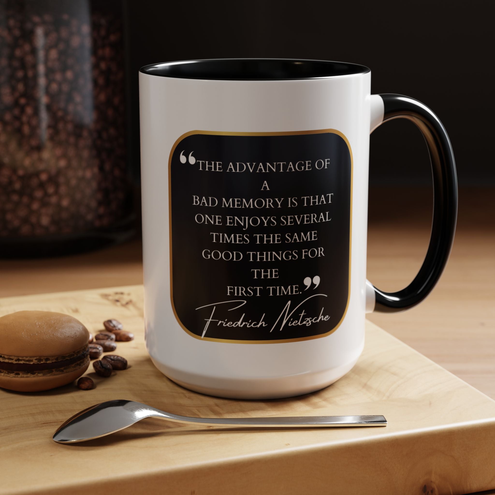 Nietzsche Bad Memory Advantage Quote Coffee Cup | 11oz, 15oz Accent Mugs for Philosophy Lovers & Thoughtful Gifts