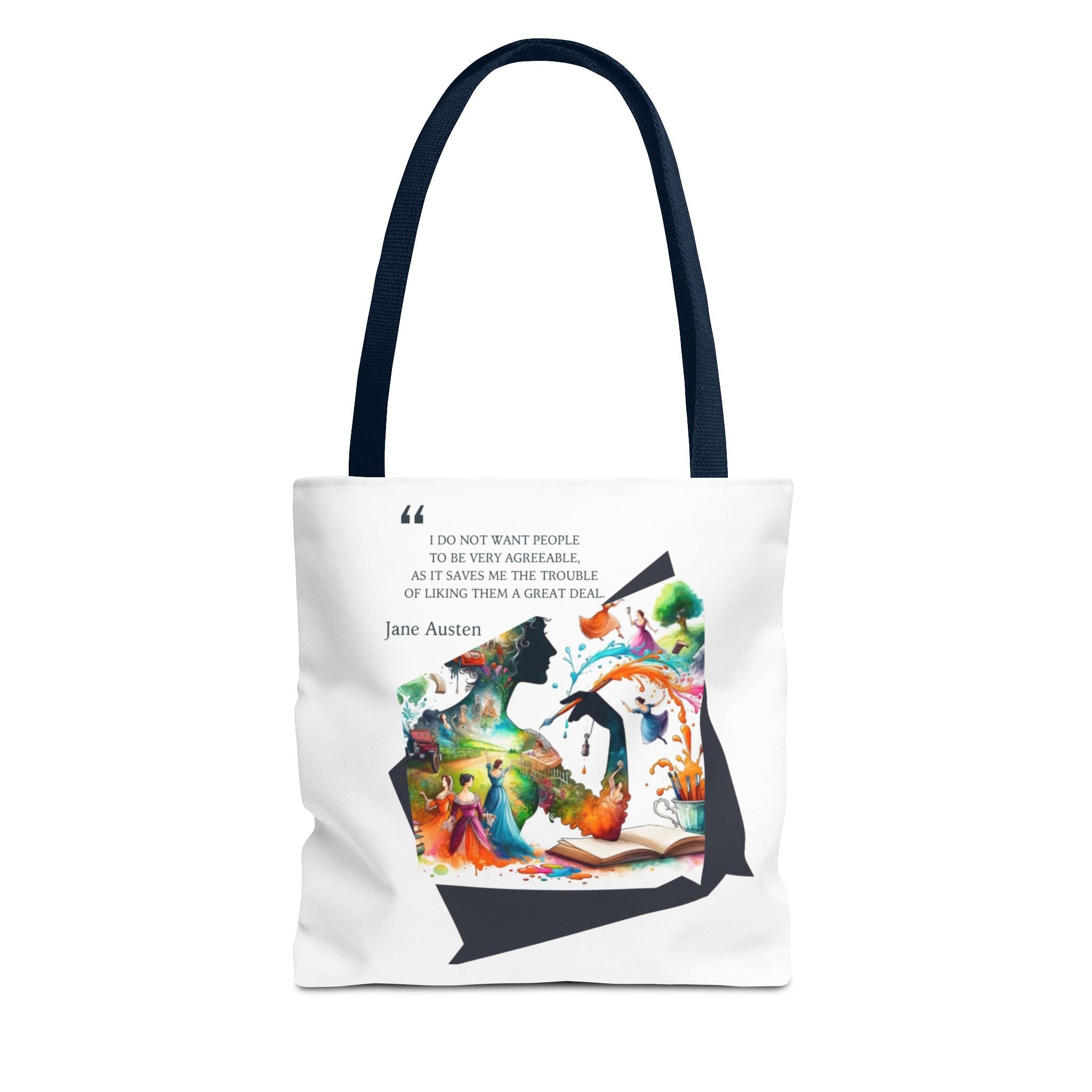 Jane Austen - I don't want to like people quote Tote Bag (AOP) in 3 sizes| Literary Gifts | Pride and Prejudice| Perfect Gift for Austen Fan