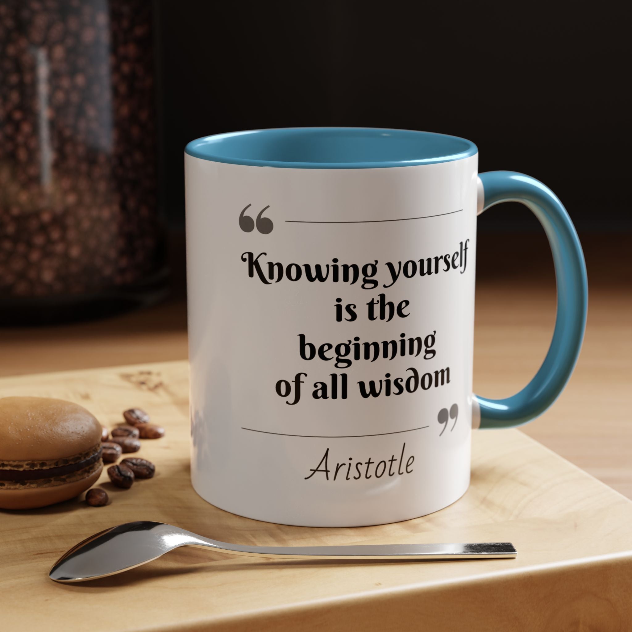 Aristotle Knowing Yourself Quote Mug | Motivational Philosophy Cup | 11oz, 15oz Accent Mugs for Thinkers & Positivity Lovers