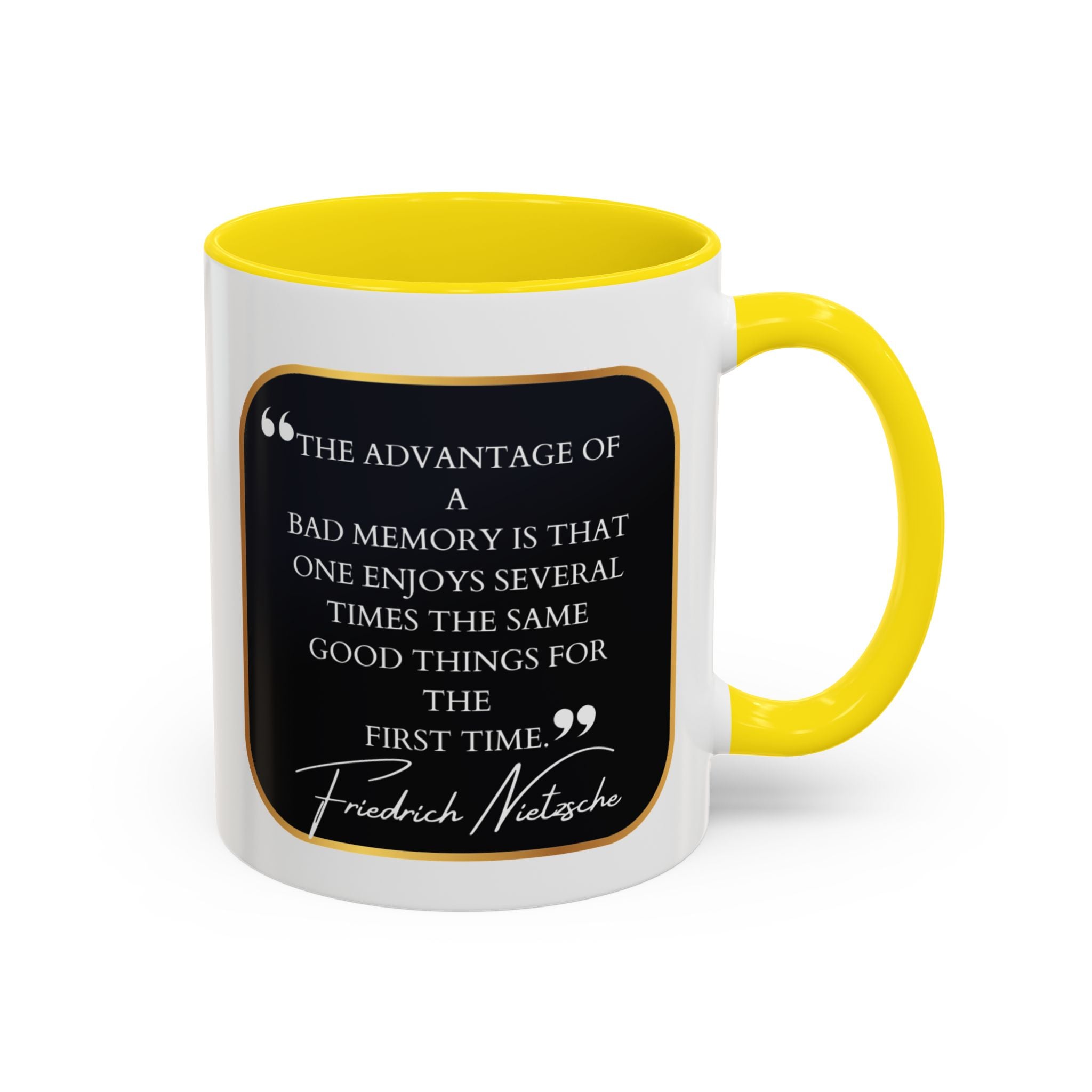 Nietzsche Bad Memory Advantage Quote Coffee Cup | 11oz, 15oz Accent Mugs for Philosophy Lovers & Thoughtful Gifts