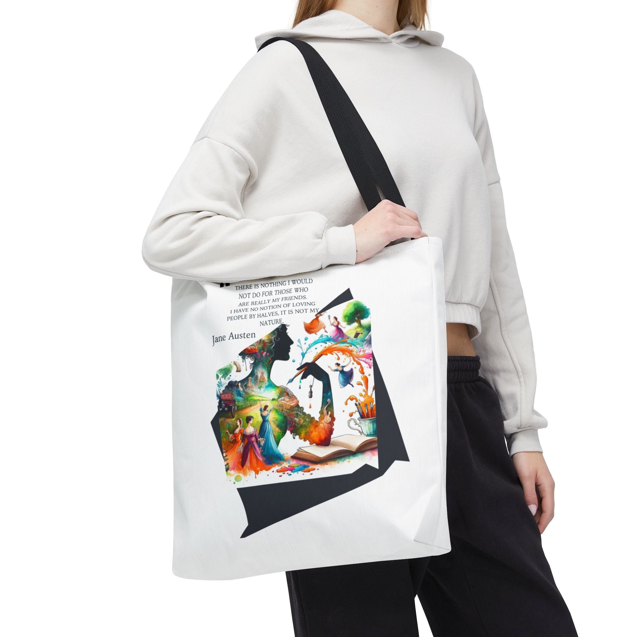 Jane Austen - There is nothing I wouldn't do for my friends Tote Bag (AOP) in 3 sizes