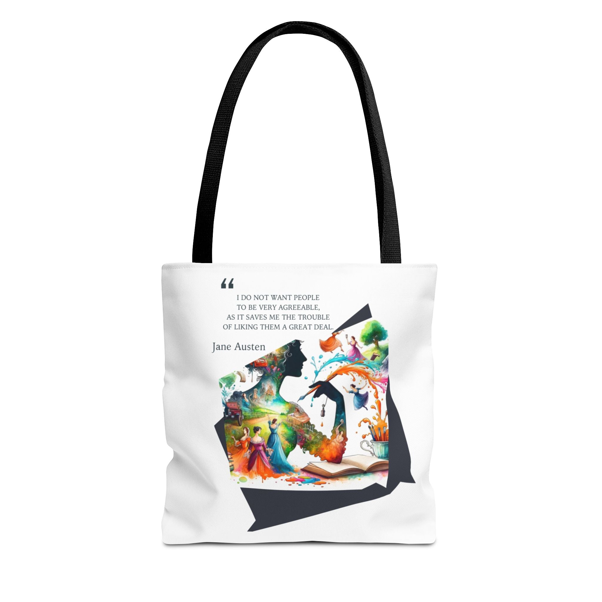 Jane Austen - I don't want to like people quote Tote Bag (AOP) in 3 sizes| Literary Gifts | Pride and Prejudice| Perfect Gift for Austen Fan