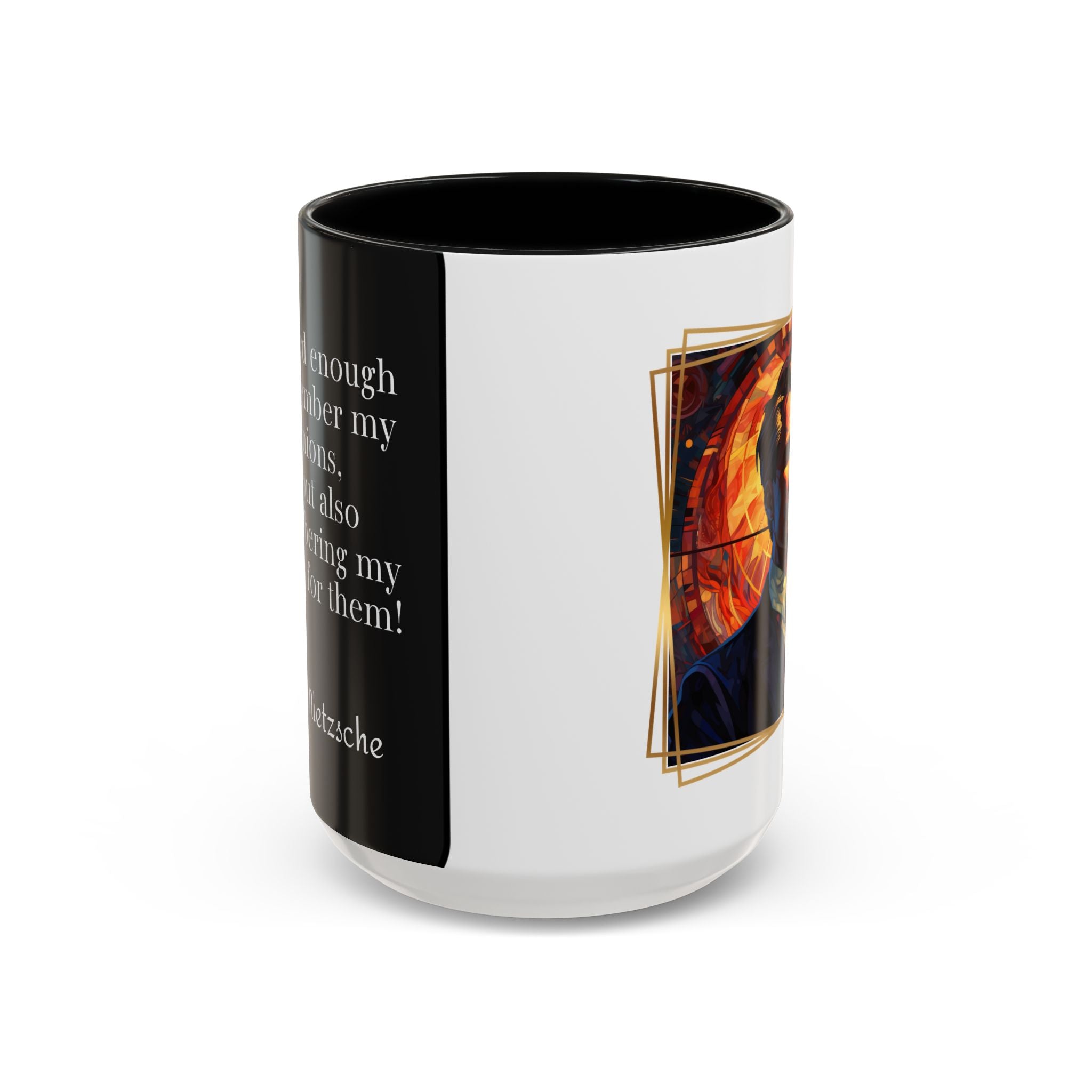 Nietzsche Pic with  Opinions and Reasons Quote Coffee Cup | 11oz, 15oz Accent Mugs for Philosophy Lovers & Thoughtful Gifts