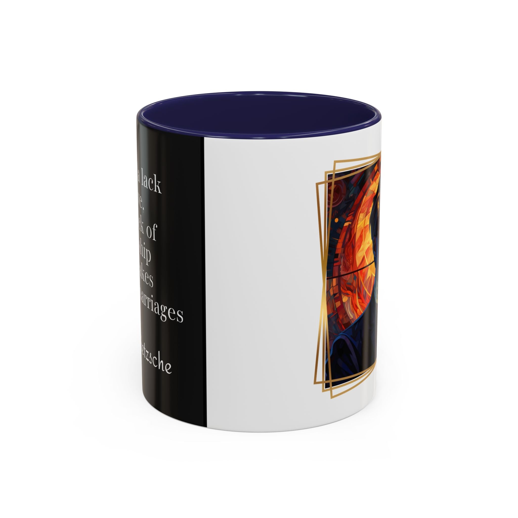 Nietzsche Friendship makes a Marriage Quote Coffee Cup | 11oz, 15oz Accent Mugs for Philosophy Lovers & Thoughtful Gifts
