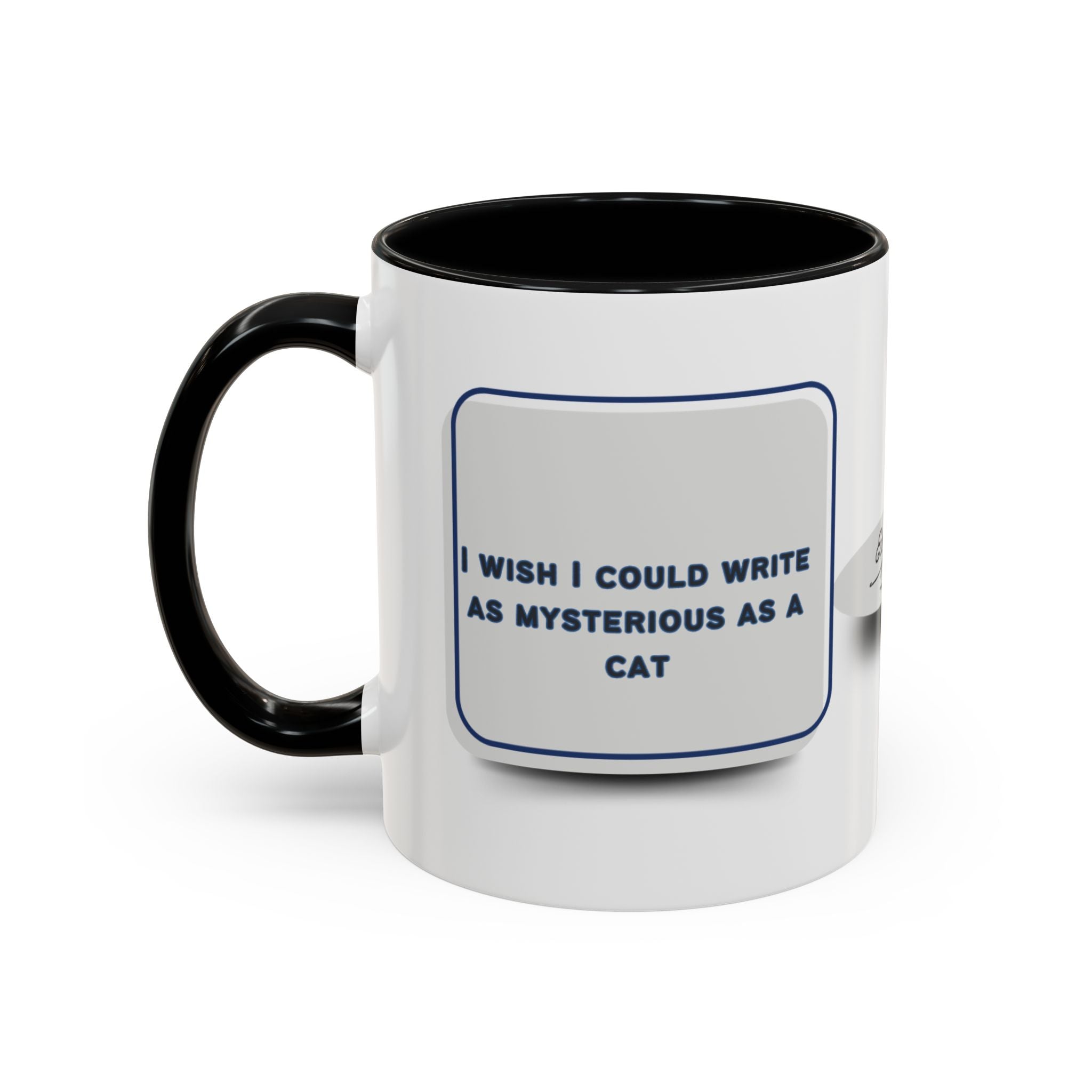 Edgar Allan Poe - I wish I could write as mysterious as a cat quote - Accent Coffee Mug (11, 15oz)