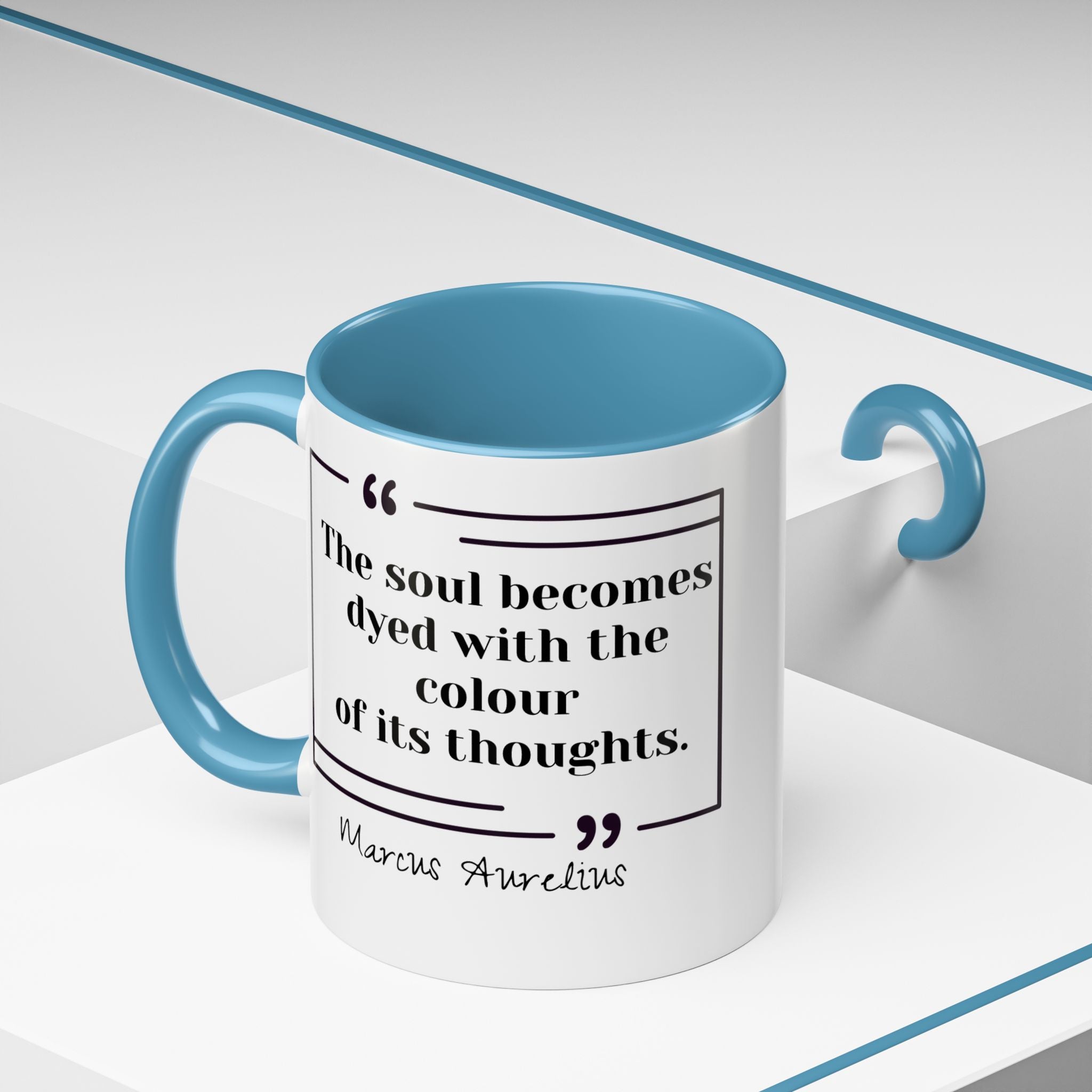 Marcus Aurelius Colour of a Soul Quote Mug | Philosophical Coffee Cup | 11oz, 15oz Accent Mugs for Thinkers| Stoics| Roman Empire