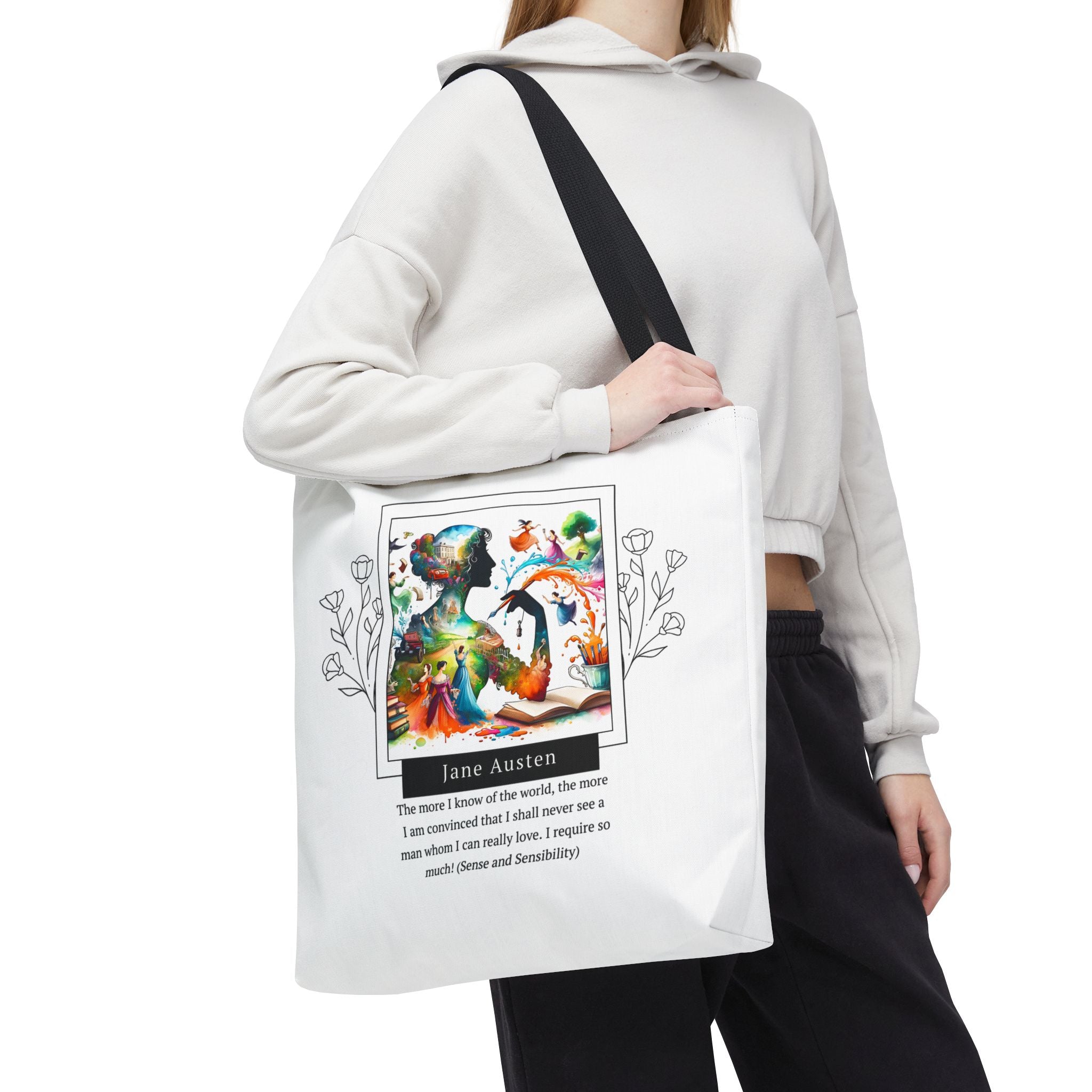 Jane Austen Man I can love quote Tote Bag (AOP) in 3 sizes| Literary Gifts | Pride and Prejudice| Perfect Gift for Austen Fans