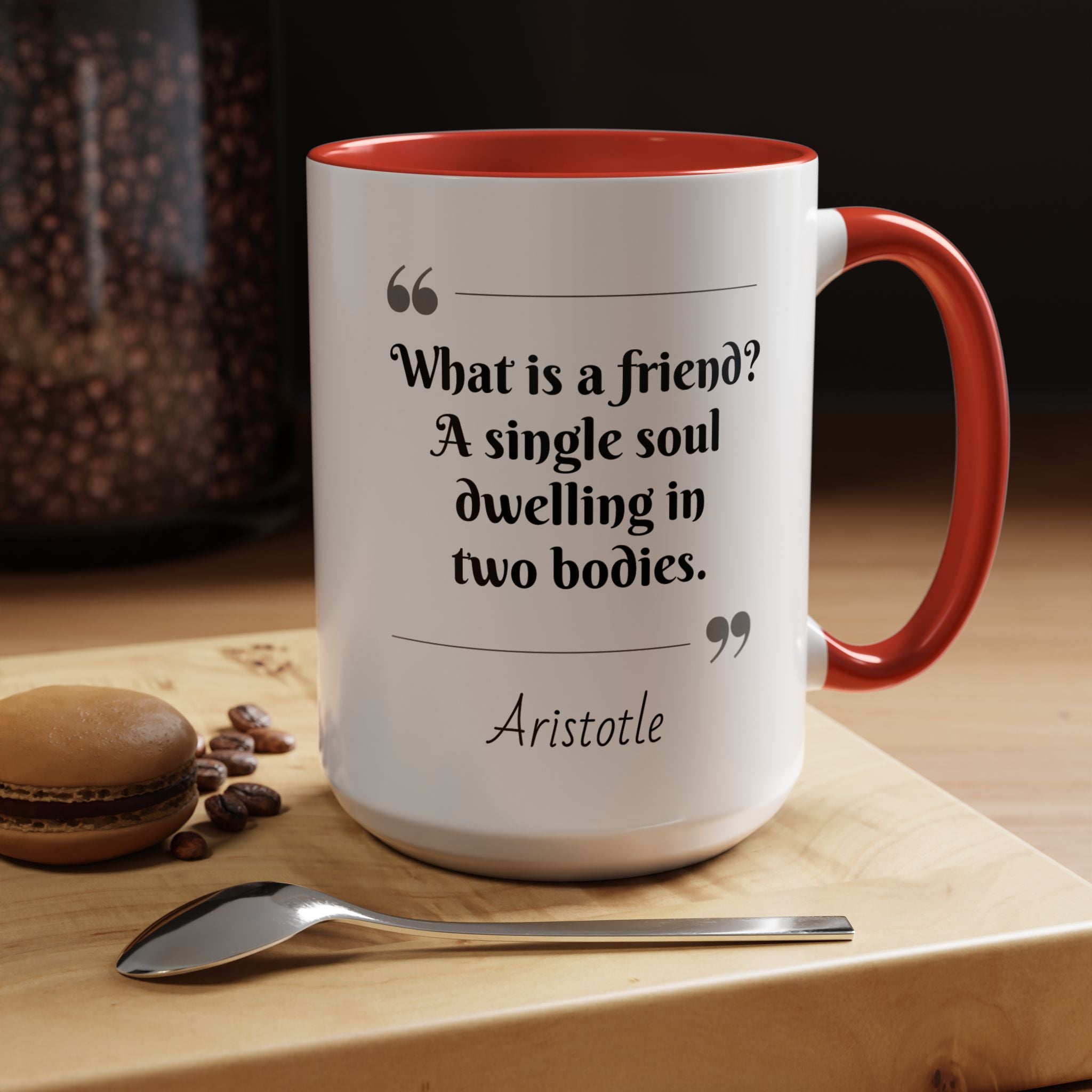 Aristotle What is a Friend Quote Mug | Motivational Philosophy Cup | 11oz, 15oz Accent Mugs for Thinkers & Positivity Lovers