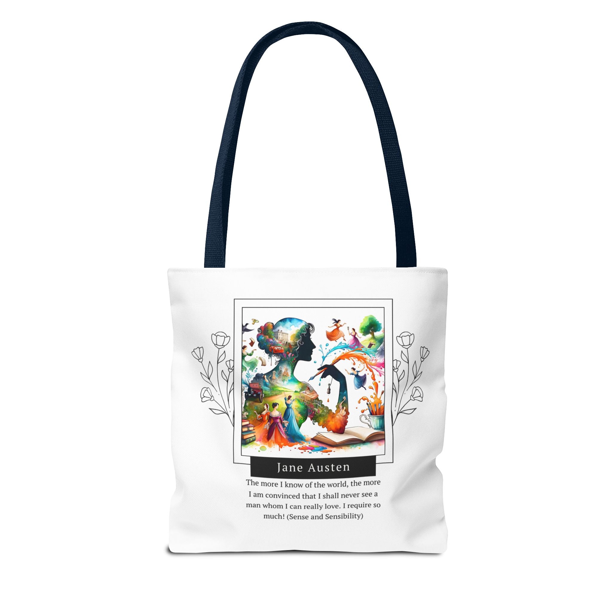 Jane Austen Man I can love quote Tote Bag (AOP) in 3 sizes| Literary Gifts | Pride and Prejudice| Perfect Gift for Austen Fans