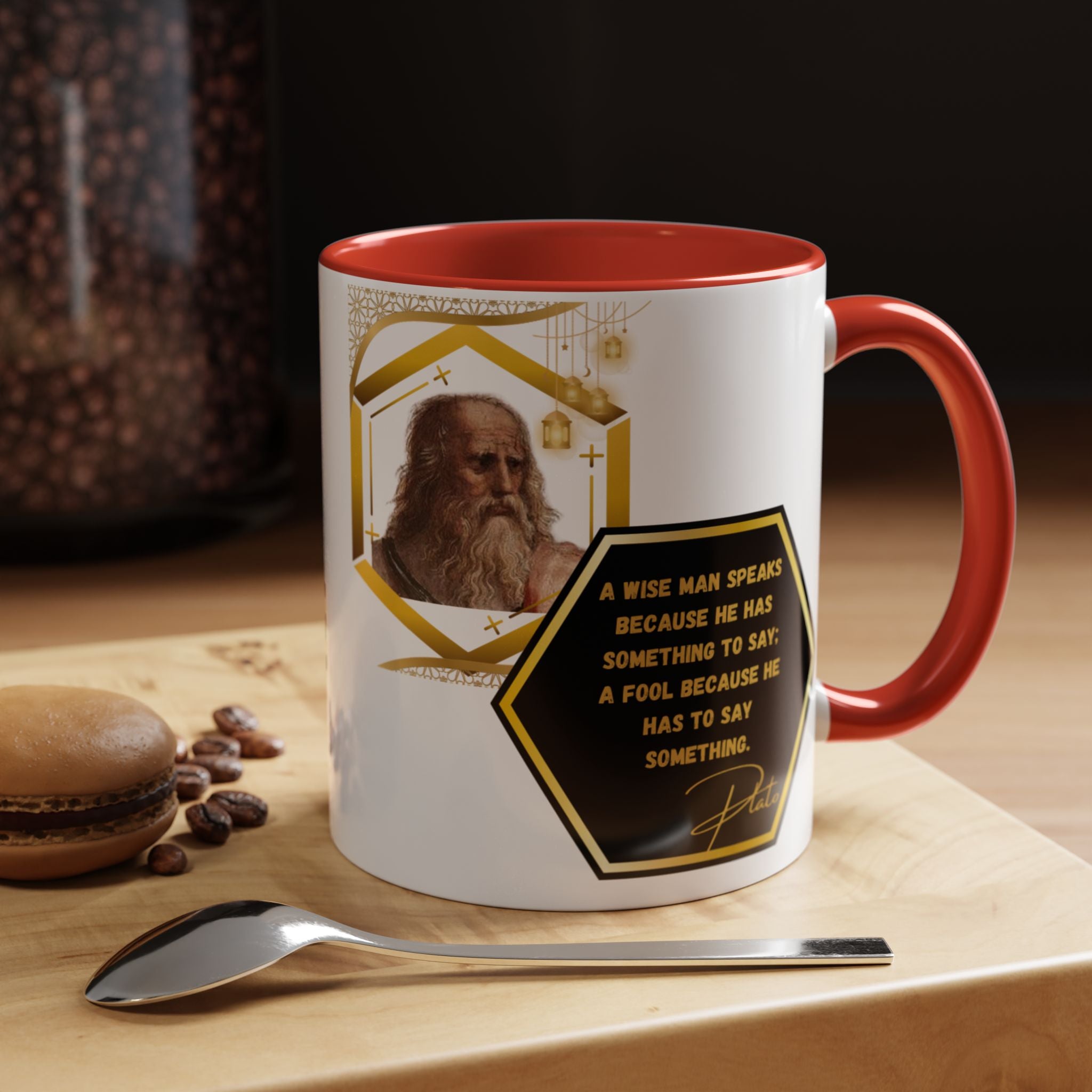 Plato Wise Man Speaks Quote Mug | Philosophical Wisdom Coffee Cup | 11oz, 15oz Accent Mugs for Deep Thinkers & Learners