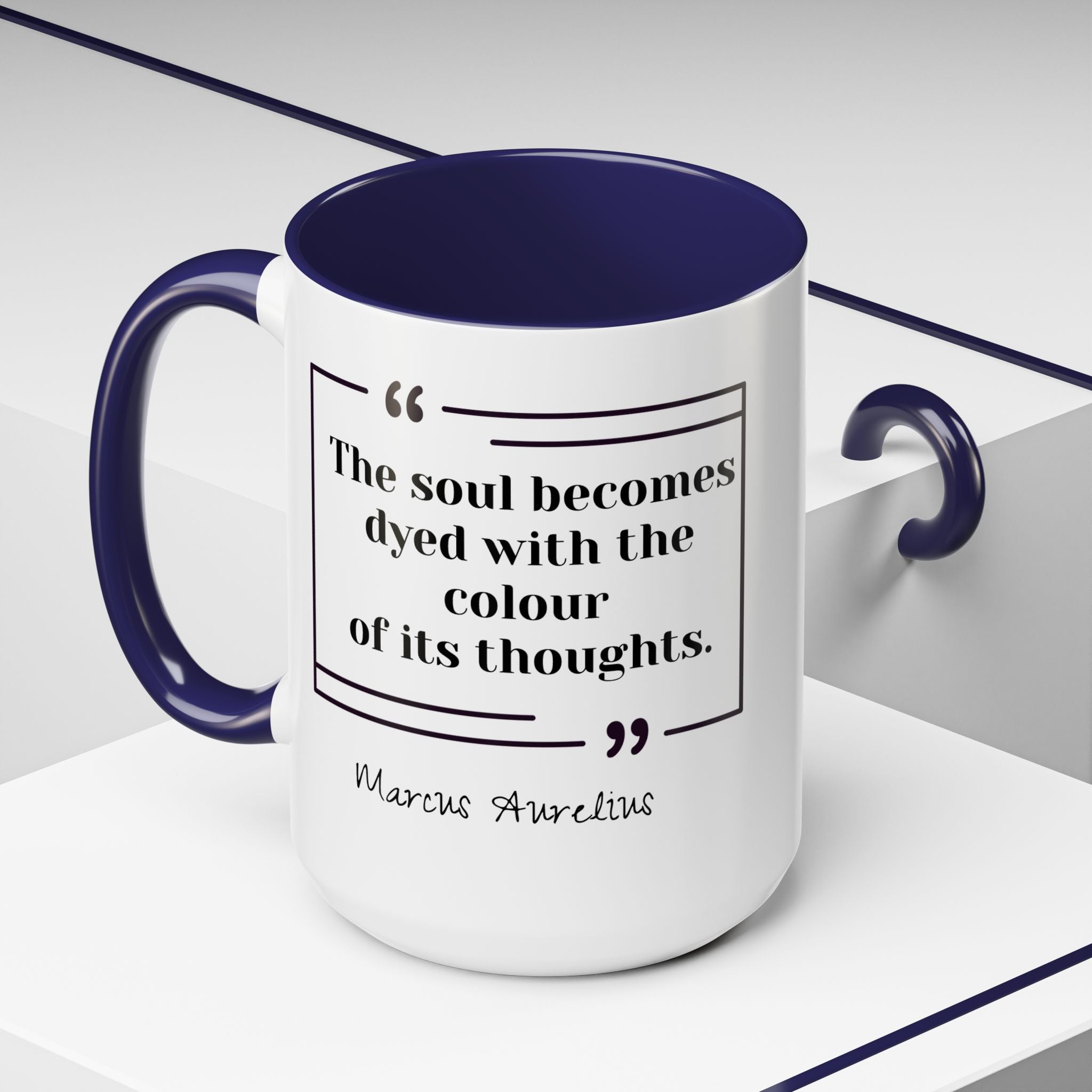 Marcus Aurelius Colour of a Soul Quote Mug | Philosophical Coffee Cup | 11oz, 15oz Accent Mugs for Thinkers| Stoics| Roman Empire