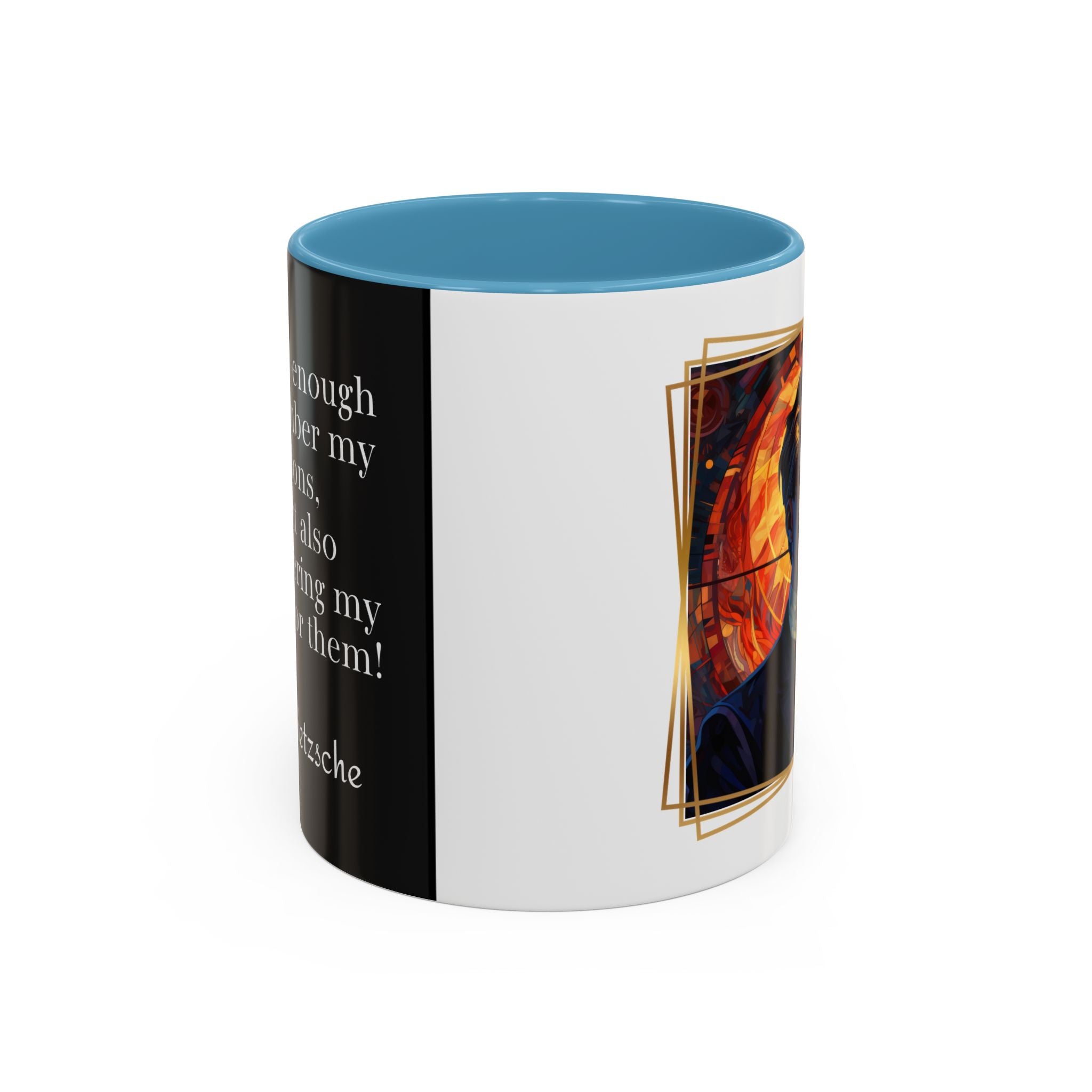 Nietzsche Pic with  Opinions and Reasons Quote Coffee Cup | 11oz, 15oz Accent Mugs for Philosophy Lovers & Thoughtful Gifts