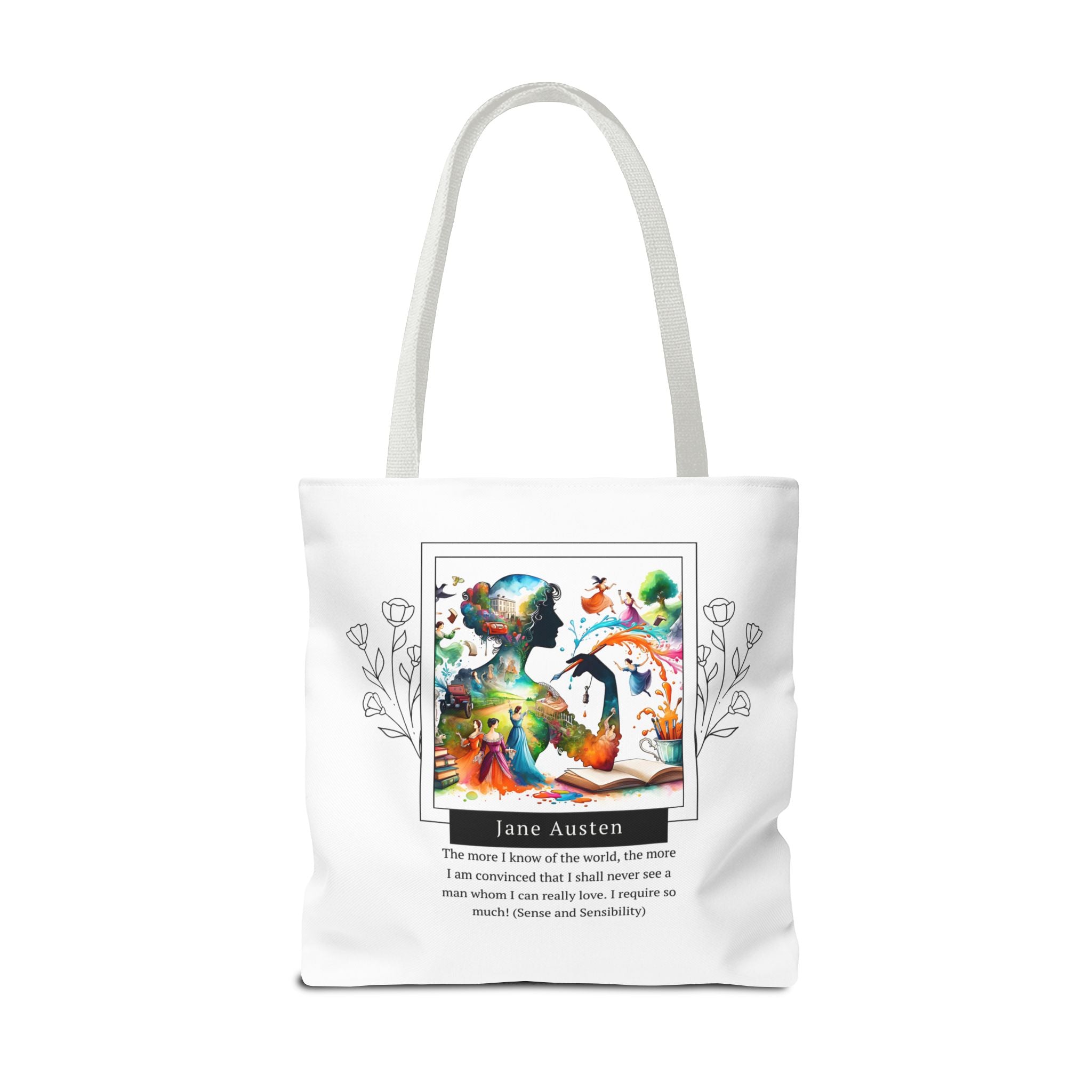 Jane Austen Man I can love quote Tote Bag (AOP) in 3 sizes| Literary Gifts | Pride and Prejudice| Perfect Gift for Austen Fans