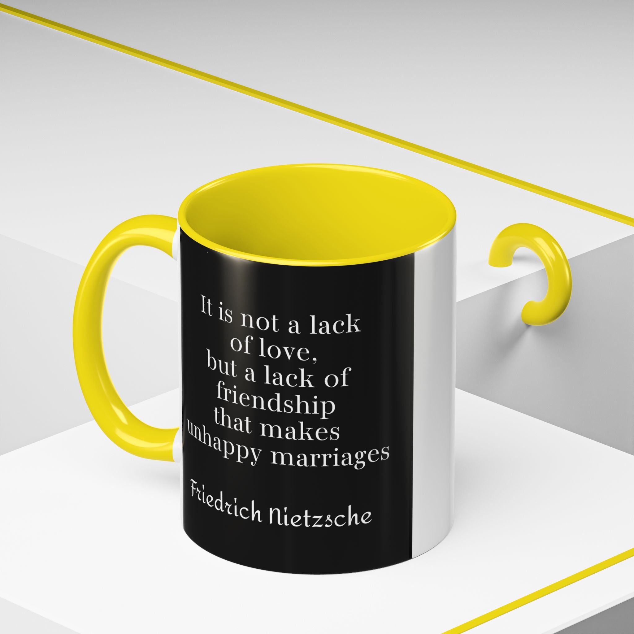 Nietzsche Friendship makes a Marriage Quote Coffee Cup | 11oz, 15oz Accent Mugs for Philosophy Lovers & Thoughtful Gifts