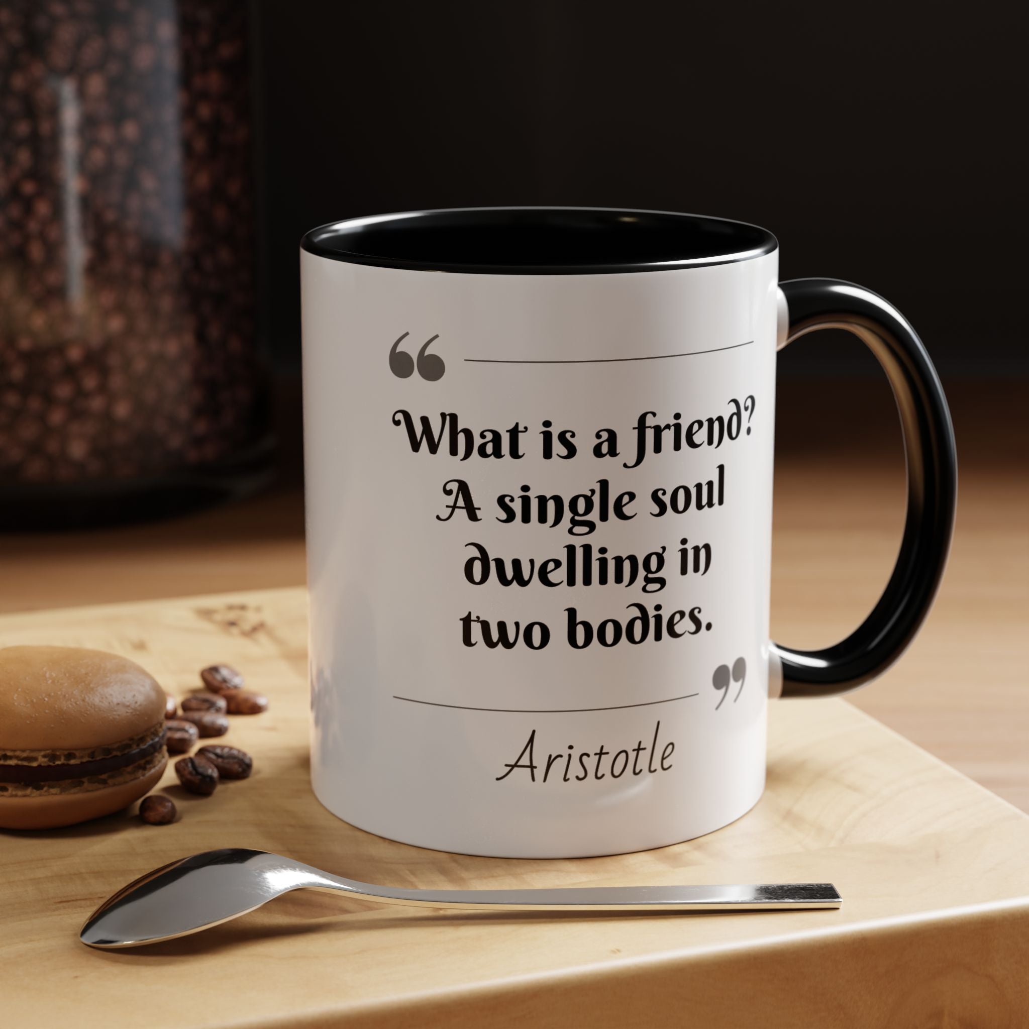 Aristotle What is a Friend Quote Mug | Motivational Philosophy Cup | 11oz, 15oz Accent Mugs for Thinkers & Positivity Lovers