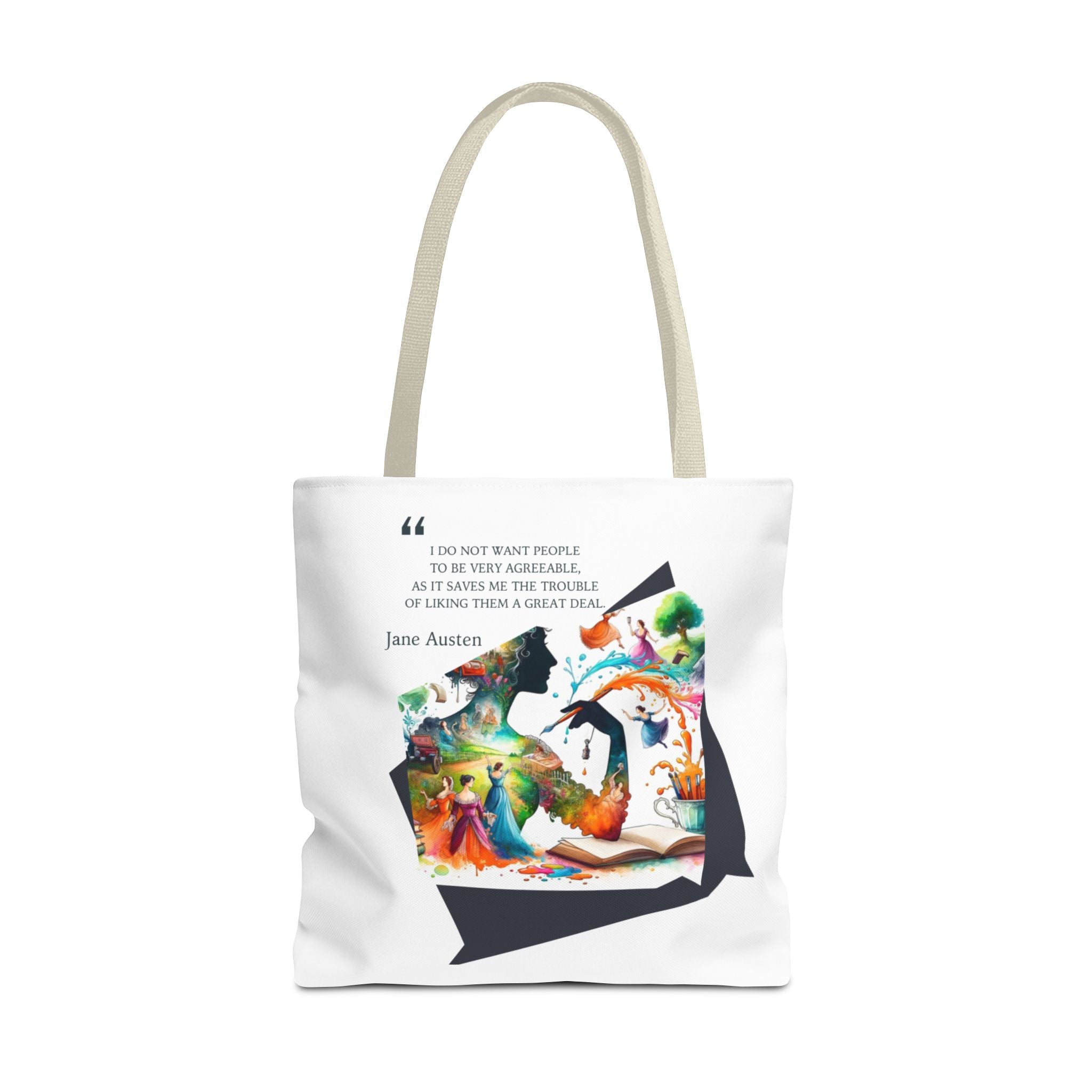 Jane Austen - I don't want to like people quote Tote Bag (AOP) in 3 sizes| Literary Gifts | Pride and Prejudice| Perfect Gift for Austen Fan