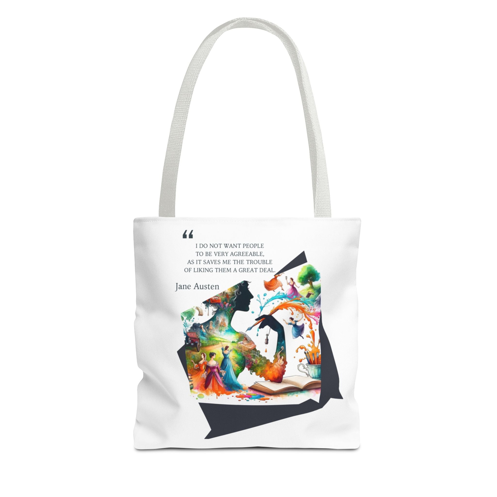 Jane Austen - I don't want to like people quote Tote Bag (AOP) in 3 sizes| Literary Gifts | Pride and Prejudice| Perfect Gift for Austen Fan