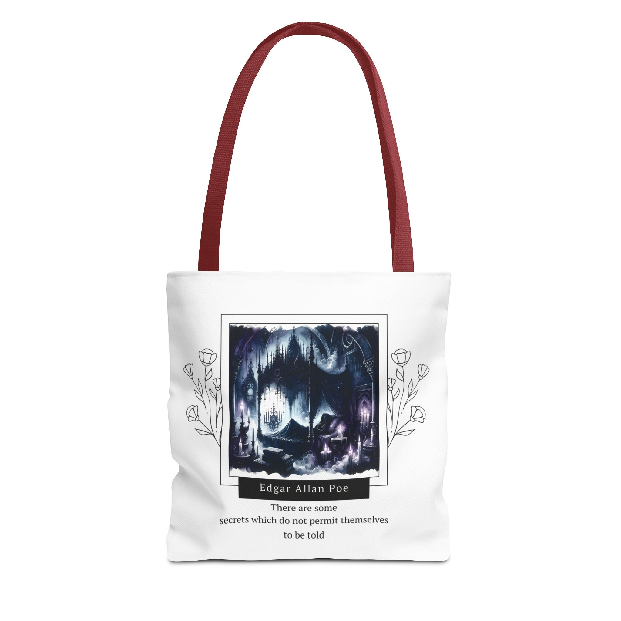 Edgar Allan Poe Secrets Quote Tote Bag | Mysterious AOP Tote