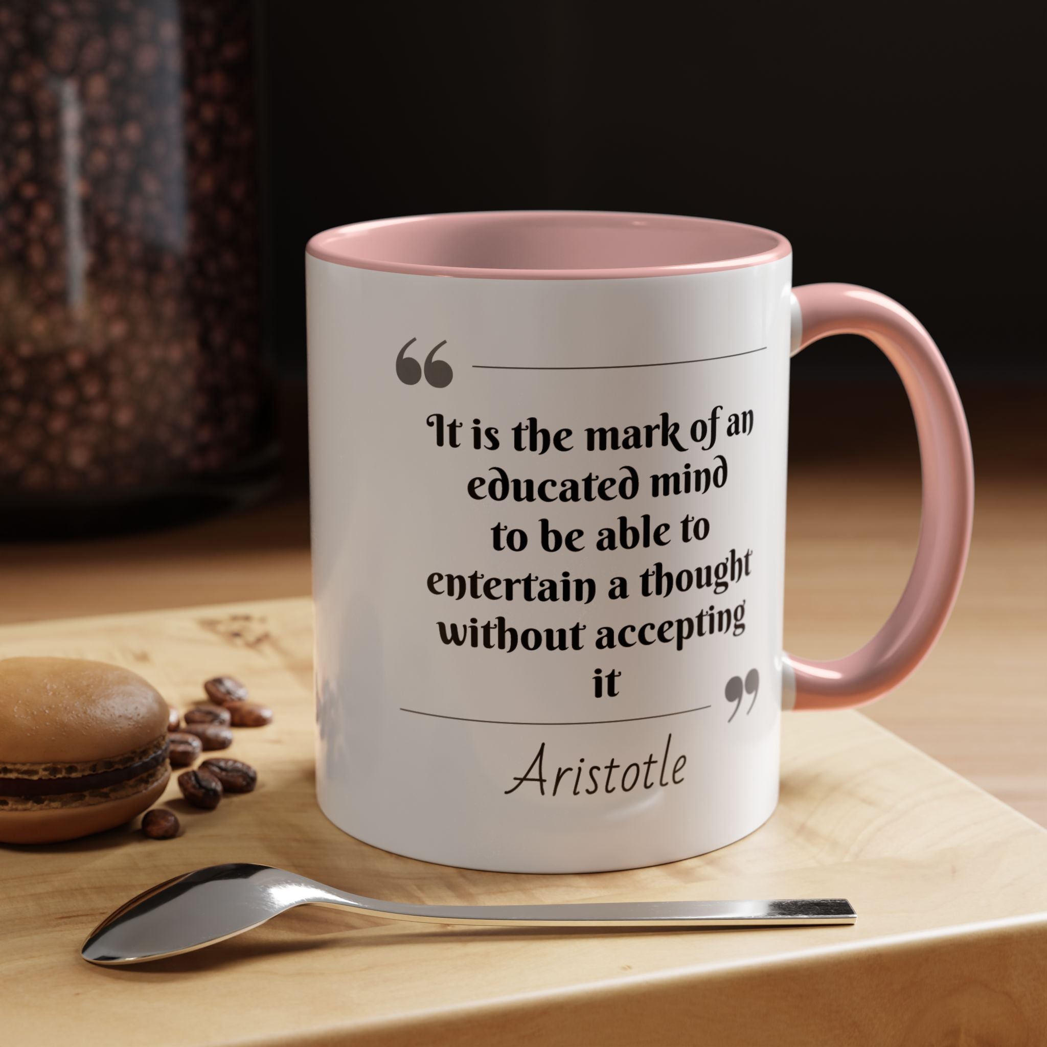 Aristotle Educated Mind Quote Mug | Motivational Philosophy Cup | 11oz, 15oz Accent Mugs for Thinkers & Positivity Lovers