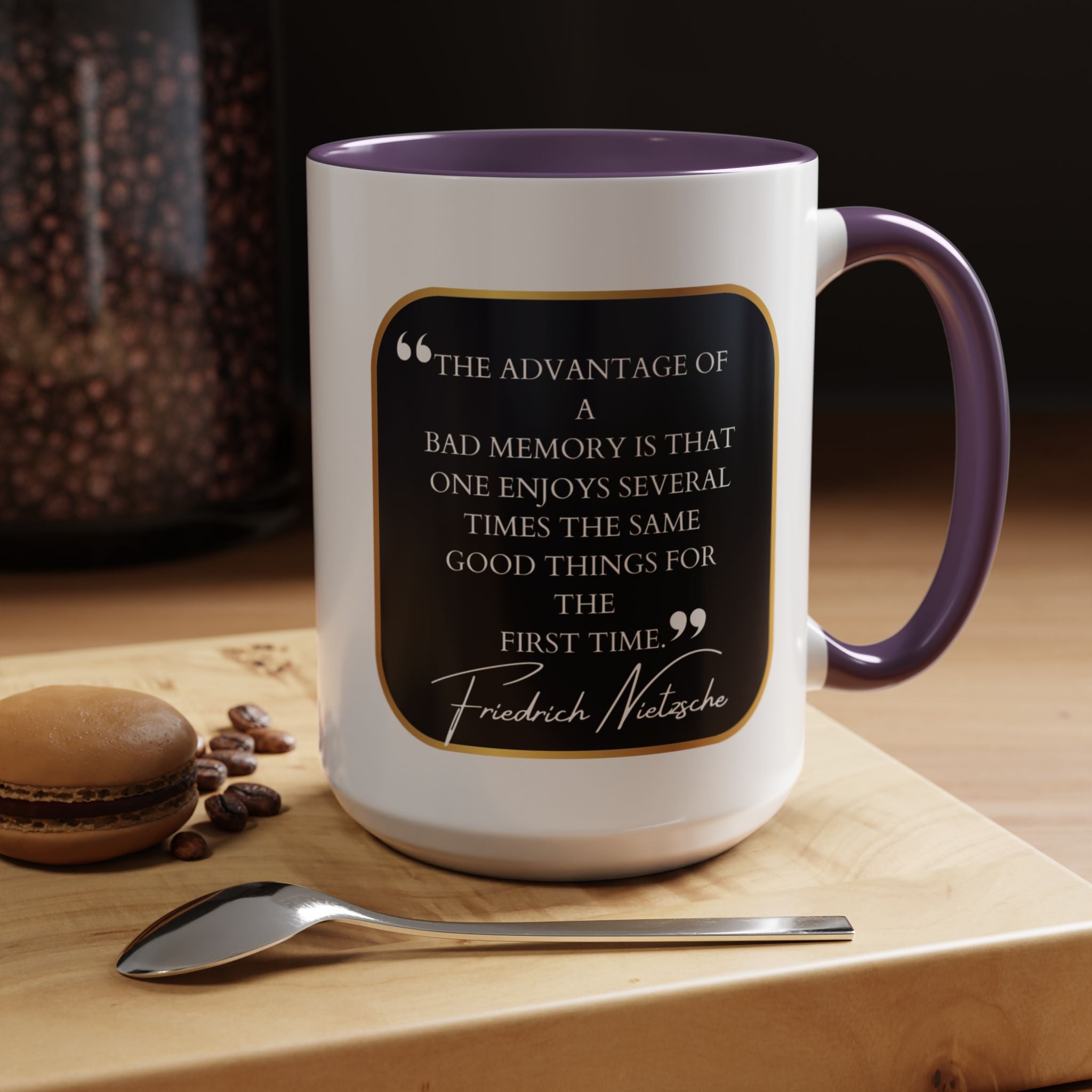 Nietzsche Bad Memory Advantage Quote Coffee Cup | 11oz, 15oz Accent Mugs for Philosophy Lovers & Thoughtful Gifts